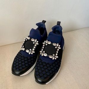 Roger Vivier Viv Strass Run navy sneakers 38 / 8 new